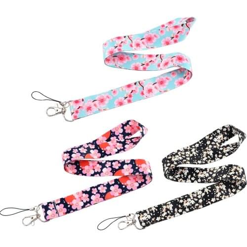 JF1010 Cherry Blossom Pink Lanyards for Key Neck Strap For Card Badge Gym Keychain Lanyard Key Holder DIY Hanging Rope