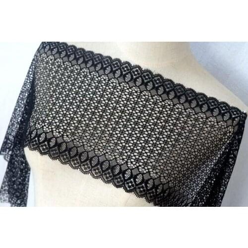 2 Meters 18cm Width Black High Quality Beauty Lace Fabric Trim Elastic Lace for Bra Lingerie Accessories