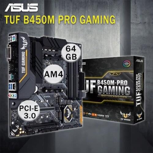 Socket AM4 Asus TUF B450M-PRO GAMING Motherboard Support AMD Ryzen CPU DDR4 64GB M.2 SSD DVI AMD B450 Gaming Placa-mãe AM4 New