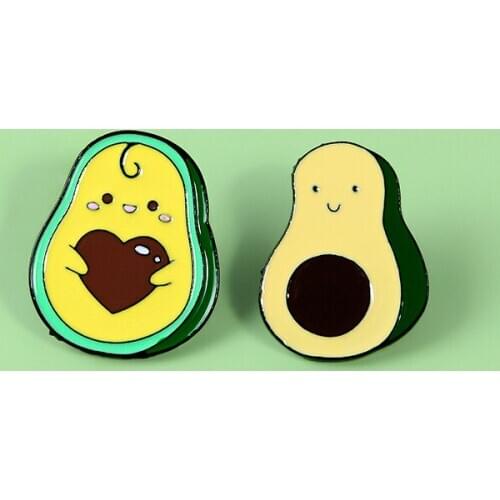 Fruit Avocado Cartoon Metal Brooch Cute Creative New Badge Pin Girl Clothes Shirt Bag Accessories Gift for Friends