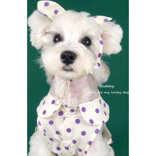 Cute Polka Dot Ribbon Dog Dress Dog Clothes Cozy Dog Shirt Pet Dress
