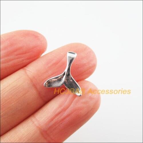 Fashion 60Pcs Tibetan Silver Color Animal Tail of Mermaid Charms Pendants 13x14mm