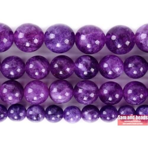 Natural Stone Dark Purple Angelite Round Loose Beads For Jewelry Making DIY Bracelets Necklace 15'' 4/6/8/10/12mm