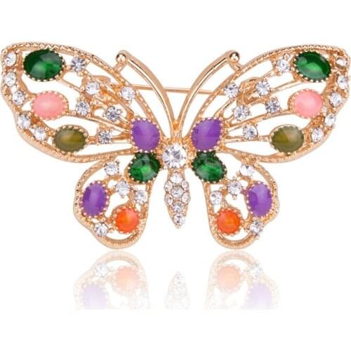 New fashion Butterfly Glass Brooch exquisite and elegant alloy Rhinestone bra manufacturers direct sales and wholesale
