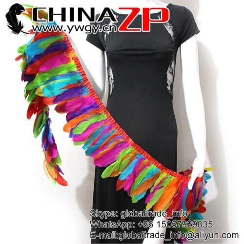Wholesale 10yards/lot CHINAZP Factory Good Quality Dyed Mix Goose Nagoire Satinettes Feather Fringe Trimming