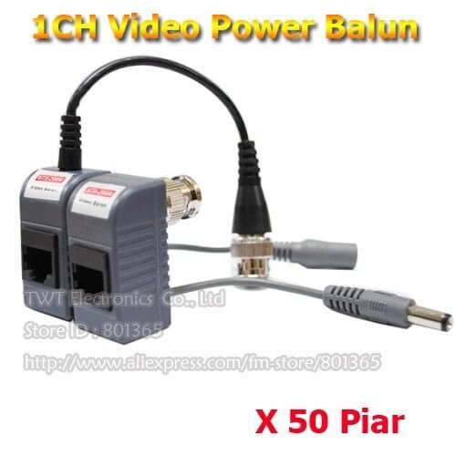 Wholesale Passive Video and Power Balun Transceiver CCTV Camera Video Power Balun Cat5 50Pairs/lot