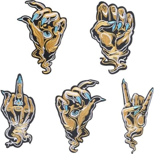 Hand of Fatima Patch Iron On Patches For Clothing DIY Hamsa Hand Fatima Patch Embroidered Patches On Clothes Stripes Decor