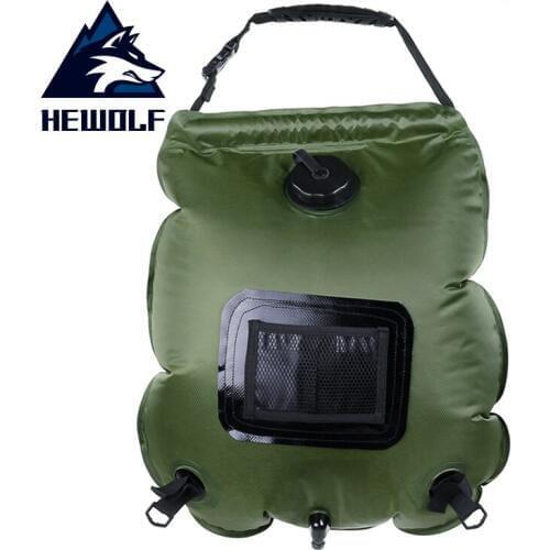 Hewolf Solar Bathing Bag Outdoor Self-Driving Camping Hot Water Bottle Portable Outdoor Bath Water Storage Bag 20L