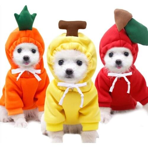 Warm Dog Winter Clothes Cute Fruit Dog Coat Hoodies Fleece Pet Dogs Costume Jacket For French Bulldog Chihuahua Ropa Para Perro