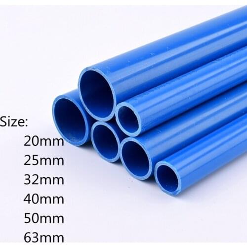 Outer Diameter 20/25/32/40/50/63mm PVC Blue Pipe Aquarium Fish Tank Tube Garden Irrigation Watering Fittings 50cm Long