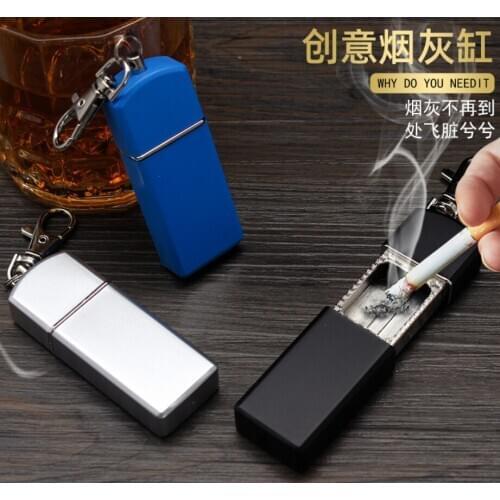 Creative portable outdoor ashtray cool mini personal Classic key chain metal anti - fall seal ashtray camping travel accessories