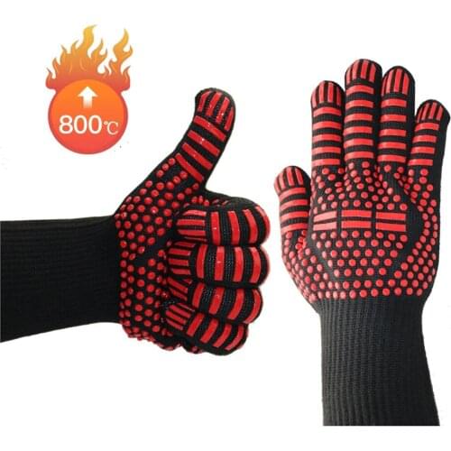 1Pair 2hand Bakewere Oven Mitts Gloves BBQ Silicon Glove High Temperature Anti-Scalding 500 Degree Insulation Barbecue Microwave