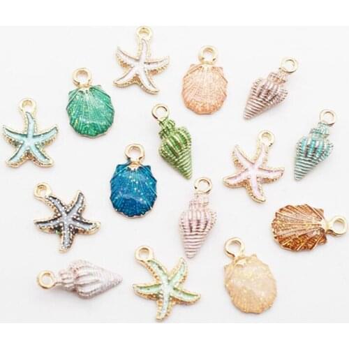10 Piece Mixed Conch shell starfish Enamel Charms Beads For Jewelry Making DIY Earring Pendant Necklaces Bracelet Accessories