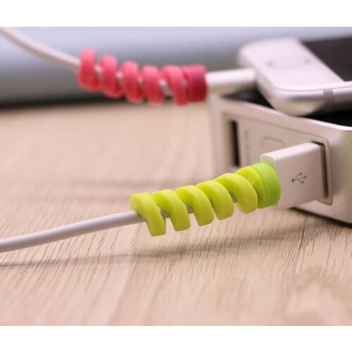 2Pcs/set Cable protector Bobbin winder Data Line Case Rope Protection Spring Twine For iPhone Android USB Earphone Cover