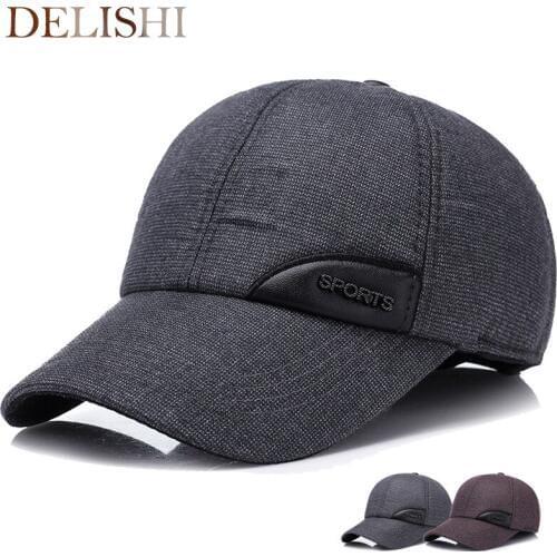 2017 Warm Winter spring Ear Flaps For Men Hat Thickened Baseball Cap With Ears MenS Cotton sports logo Hat Snapback Hats