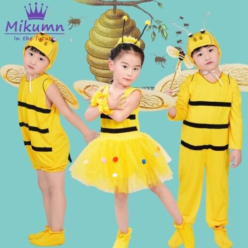 Christmas Halloween Bee Costumes For Kids Girls Party Cosplay Animal Costumes Performance Accessories With Wings 4Pcs Sets