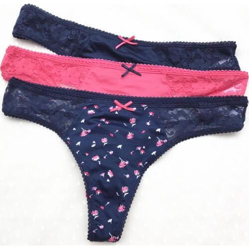 5PCS Underwear Women Thong Seamless Plus Size T-Back Lace Female Panties Sexy Thongs