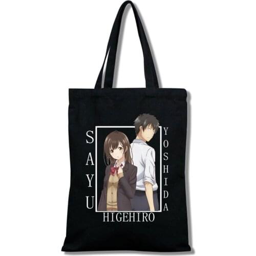 Anime Higehiro Cartoon Tote Bag for Women Casual Shopping Shoulder Bag Elegant Canvas Bag