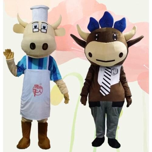 White and Black Milk Cow Mascot Costume Bull Calf Ox Mascot Milk Fancy Dress Costumes Adult Suit Size for Halloween Party Event