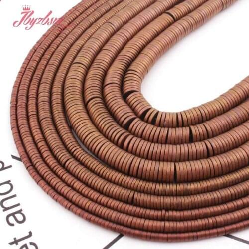 Natural Hematite Brown Forst Heishi Button Loose Stone Beads 1x2/1x4/1x6mm For Jewelry Making DIY Necklace Bracelet Strand 15"