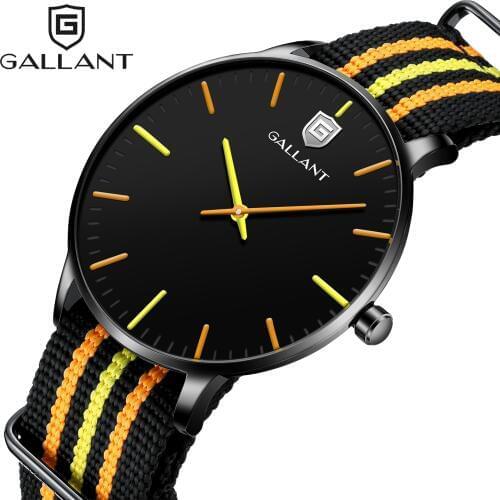 Mens Watch Mens Wristwatch Quartz Watch Nylon Strap Watch Minimalist Waterproof Watch for Men Gift - Orange Black Yellow