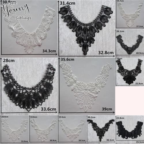 High quality Lace fabric laces 3D flower black and white hollow out Embroidery Lace collar Sewing trim Dresses Accessories