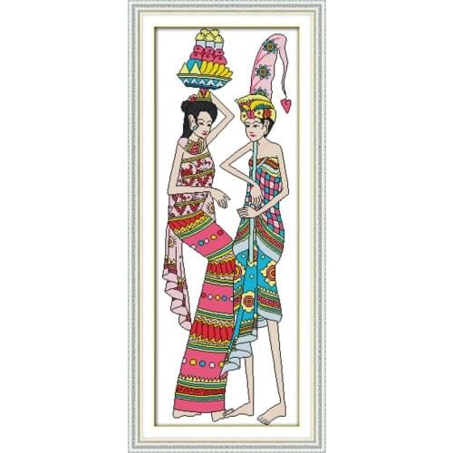 Indonesian dancing (3) cross stitch kit people 18ct 14ct 11ct count print canvas stitches embroidery DIY handmade needlework