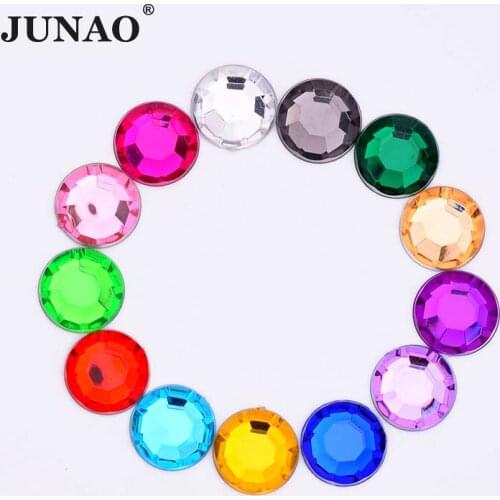 JUNAO 8mm 2000pcs Round Glue On Crystal Rhinestones Flat Back Strass Crystals Non Sewing Stones Acrylic Gems for Clothes Crafts