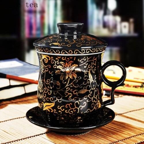 Chinese style simple home living room Kung Fu tea set overglaze ceramic cup opening gift exquisite home office supplies