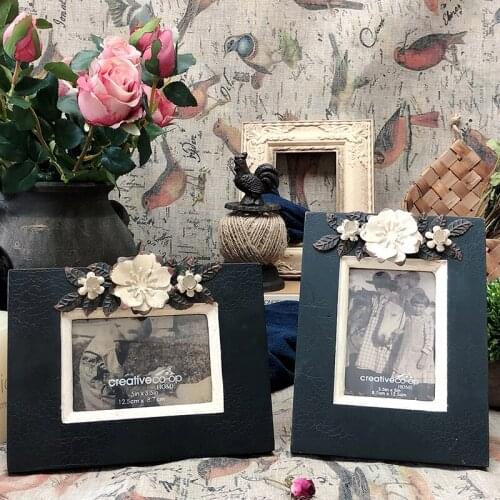 Classic retro black flower wooden photo frame home bedroom wall decoration 6 inch photo frame wedding birthday gift