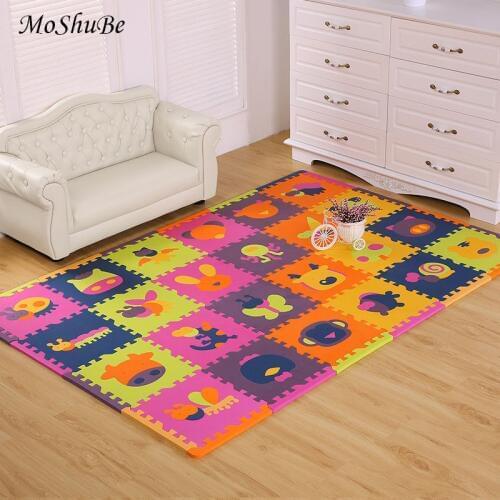 12pcs Animal Foam Puzzle Mat Kids Rug Split Joint Stitching EVA Baby Play Mat Indoor Soft Activity Toys for Children Carpet