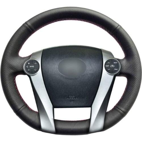 Top Leather Steering Wheel Hand-stitch on Wrap Cover For Toyota Prius 2009-2015