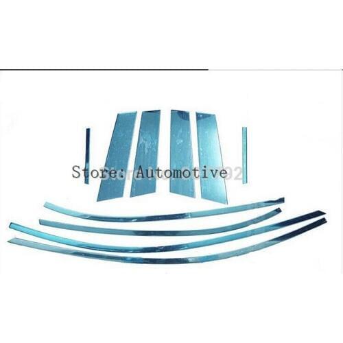 Up Window Cover Trim Refit B Column Pillar Trim Fit For MAZDA 3 AXELA 2014-2017 Stainless Steel chrome 10 pcs per set