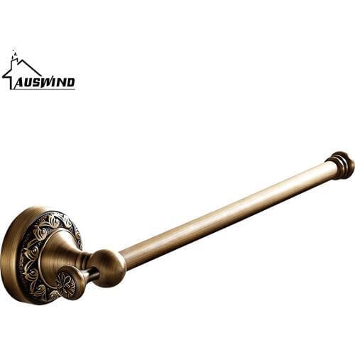 Brass European Carved Brass Towel Bar Bathroom Towel Rack 30 cm Antique Short Single Pole Bar Wall Mounted Bathroom Products