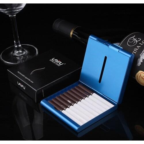 Metal Cigarette Case Personalized Creative 20 Sticks with Rubber Band Gift Box Brown Case Holder Metal Leather Holds Cigarette