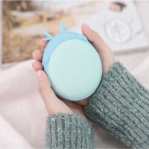 Winter Cute Cartoon Hand Warmer 5400mAh USB Rechargeable Power Bank Mini Portable Double Sided Quick Heating Hands Warmer