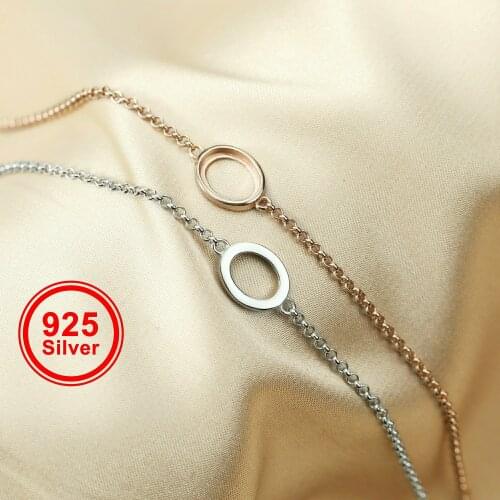 Multiple Size Solid 925 Sterling Silver Oval Cabochon DIY Bezel Bracelet Settings Rose Gold Plated 6''+1.5'' 1900217