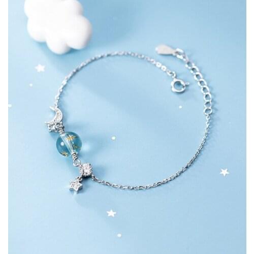 Modian Colorful Crystal Shining Star Moon Bracelet for Women Genuine 925 Sterling Silver Charm Bracelet Fine Jewelry 2020 Design