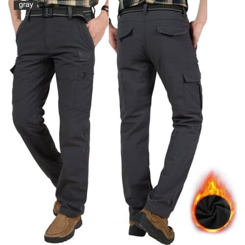 Mens Autumn Winter Casual Pants Hiking Hunting Trousers Plus Velvet Windproof Waterproof Tactical Combat Pants For Men Gymwear