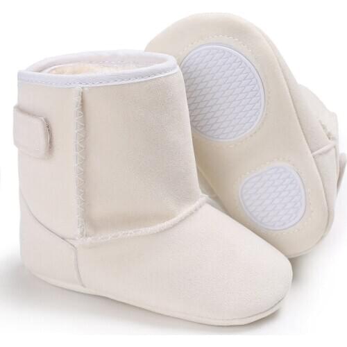 0-18M Newborn Infant Baby Girls Snow Boots Winter Warm Toddler Shoes Solid Cashmere Plush Ankle Patch Hook Loop First Walker New