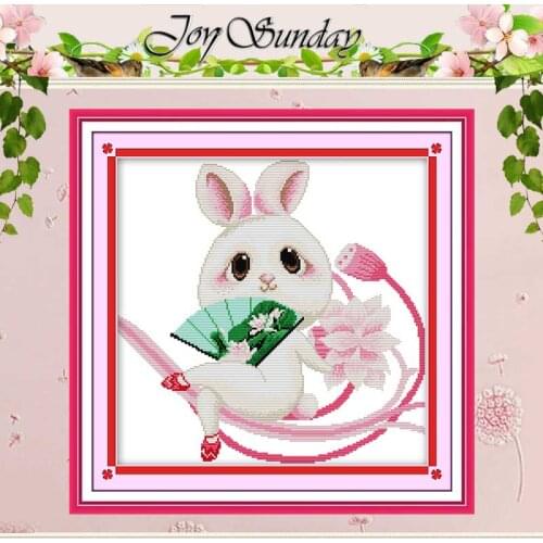 Beauty rabbit Patterns Counted Cross Stitch 11CT 14CT Cross Stitch Set Wholesale Cartoon Cross-stitch Kit Embroidery Needlework