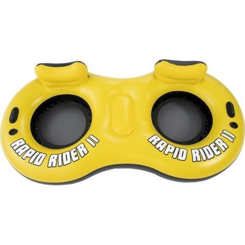 Inflatable 2-Person Rapid Rider Tube With Backrest Swimming Ring Pool Float Air Mattress Pool Inflatable Toys Water Fun Raft