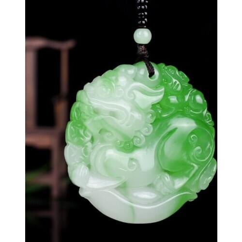 Natural White Green Jade Pixiu Pendant Necklace Hand-Carved Charm Jadeite Jewelry Fashion Amulet for Men Women Lucky Gifts