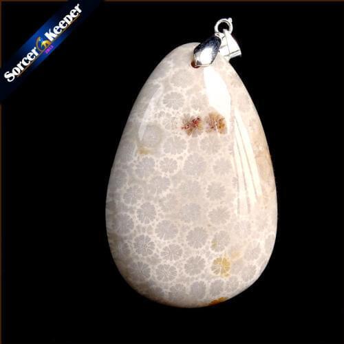 Natural Chrysanthemum Coral Fossil Gem Stone Jewelry Polished Specimen Slice Beads Pendant Necklace for Women US080