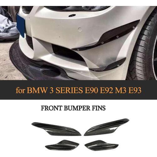 4PCS Car Front Bumper Fins Canards Splitters For BMW E90 E92 E93 M3 2005 - 2012 Carbon Fiber Front Bumper Lip