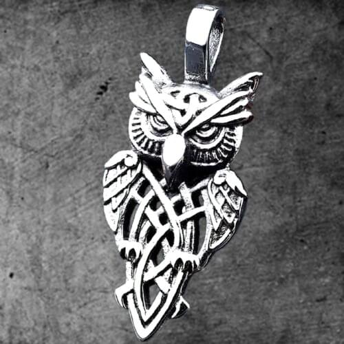 Stainless Steel Nordic-Vikings Runes Amulet Pendant Celtic-Owl Rune Pendants Animal Jewelry