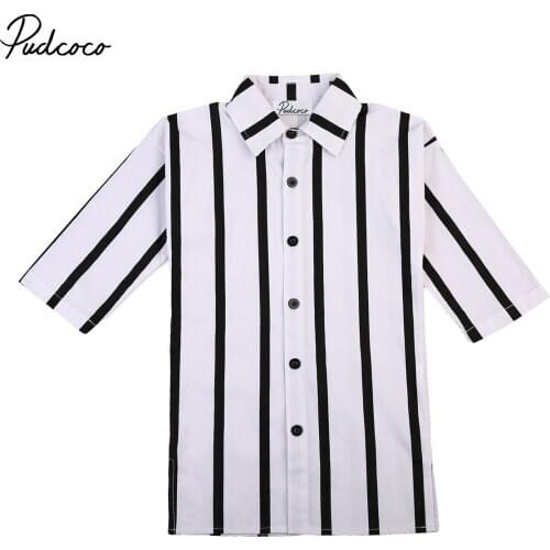 Stripe Long Sleeve Shirt Dress Girls Summer Loose Casual Dresses Kids Girl Button Shirt Dresses Clothes 1-6Y