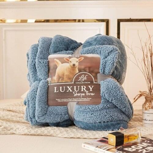 Luxury Cashmere Blanket Winter Thick Double Layer Sherpa Throw 150x200cm Warm Comfortable Weighted Flannel Fleece Blanket