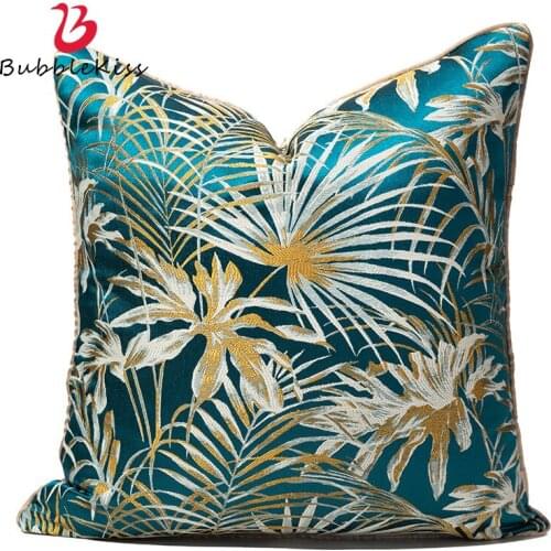 Bubble Kiss Luxury Embroidered Cushion Cover Forest Plants Sofa Pillowcase Decorative Throw Pillow Cover for Hotel Home Bedroom