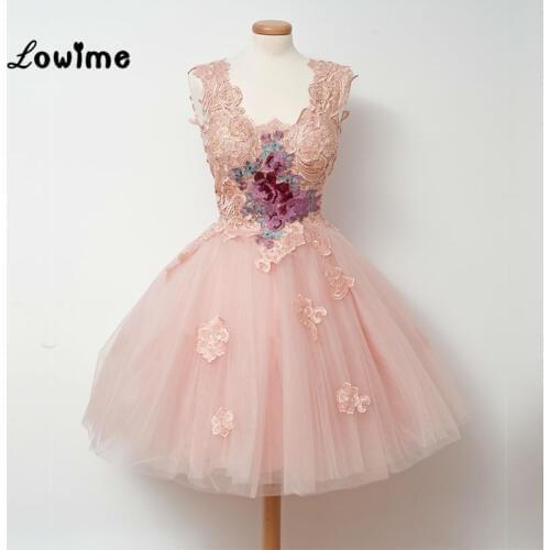 Pink Lace Homecoming Dress Custom Embroidery Graduation Dresses 2016 New Collection Short Party Dress For Women Robe De Cocktail